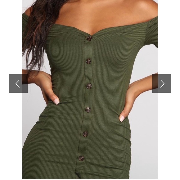 New Green Windsor Off The Shoulder MIDI Dress XS - Picture 5 of 5